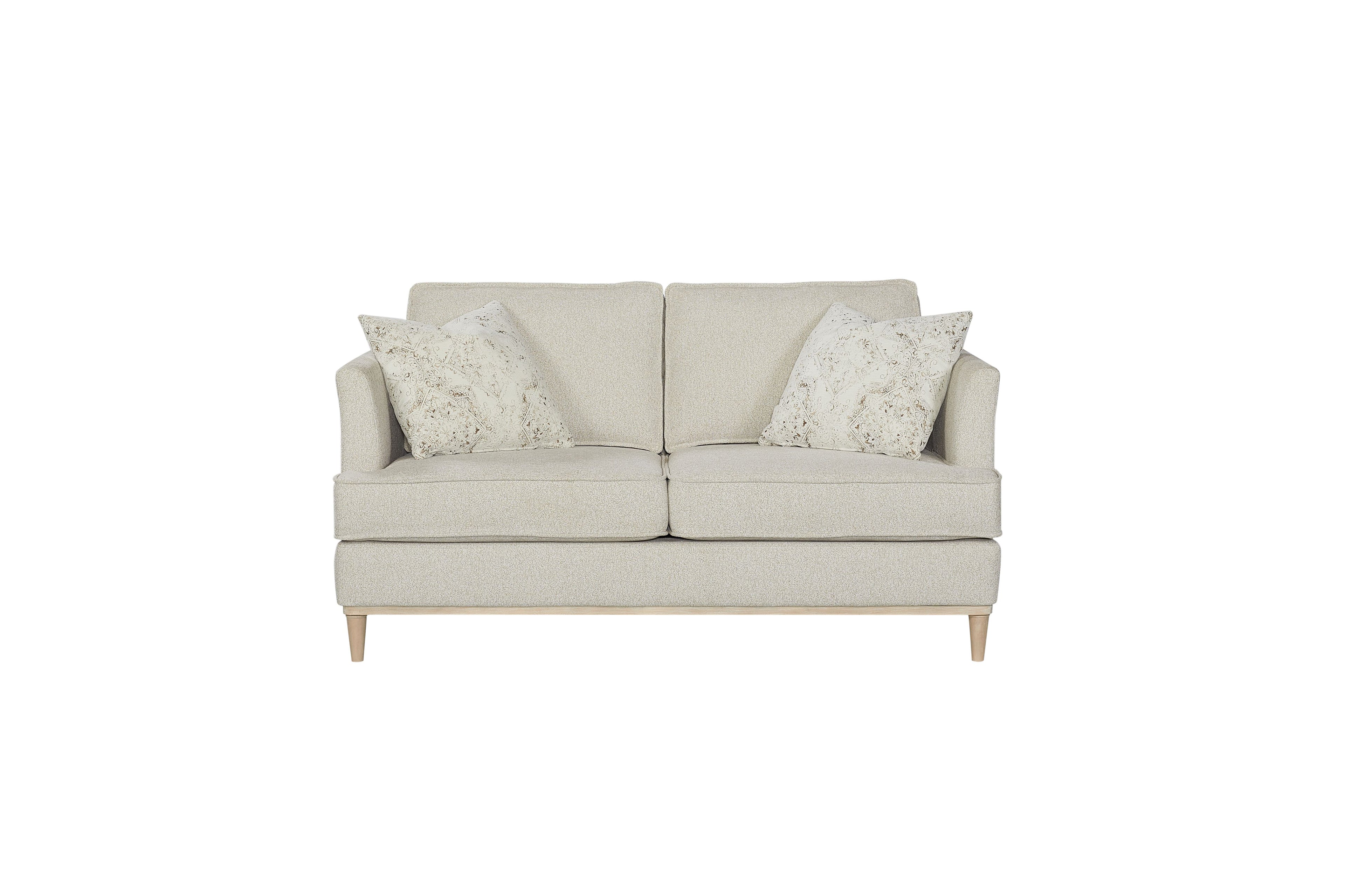 Off White Loveseat with Reversible Cushions and Pillows