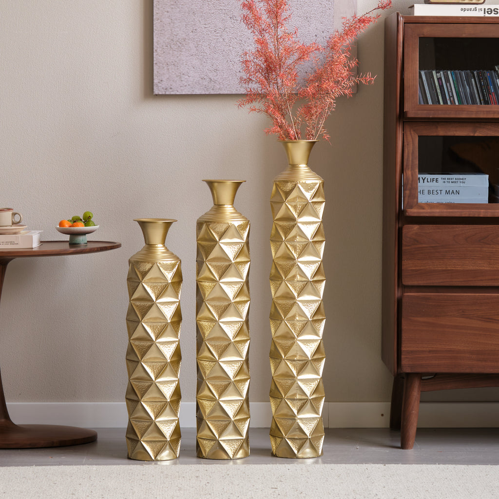 Semi-Handmade Metal Floor Vase Set of 3