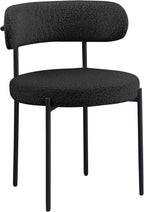 Contemporary Dining Chair Set of 2, Boucle Fabric Upholstered Kitchen Chair