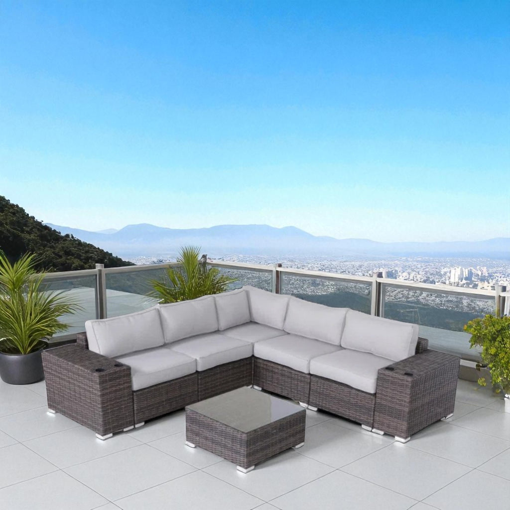 4-Piece Pre-Assembled Wicker Patio Furniture Set with Cushions