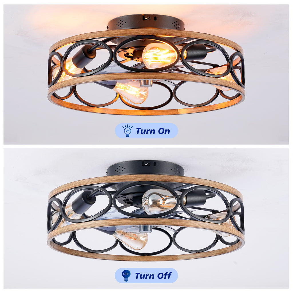 19 Inch 7 Blades Caged Ceiling Fan with Remote Control