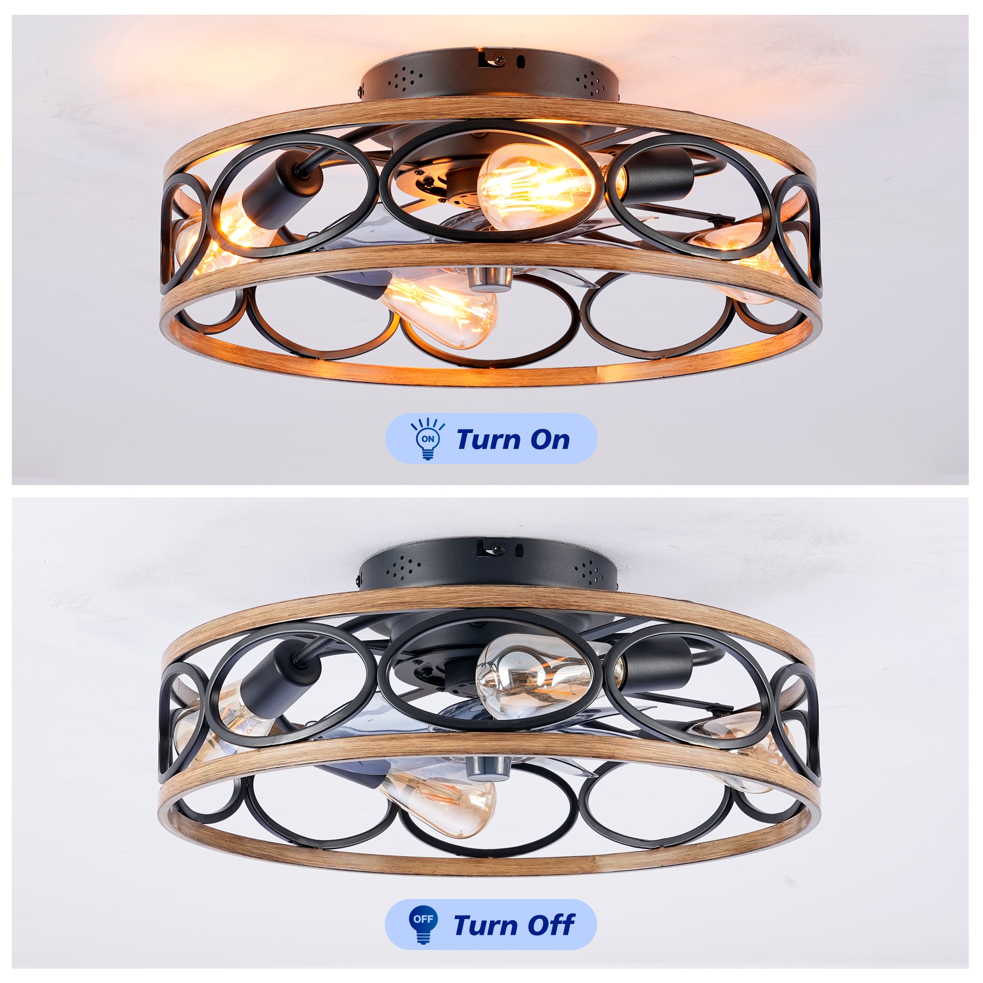 19 Inch 7 Blades Caged Ceiling Fan with Remote Control