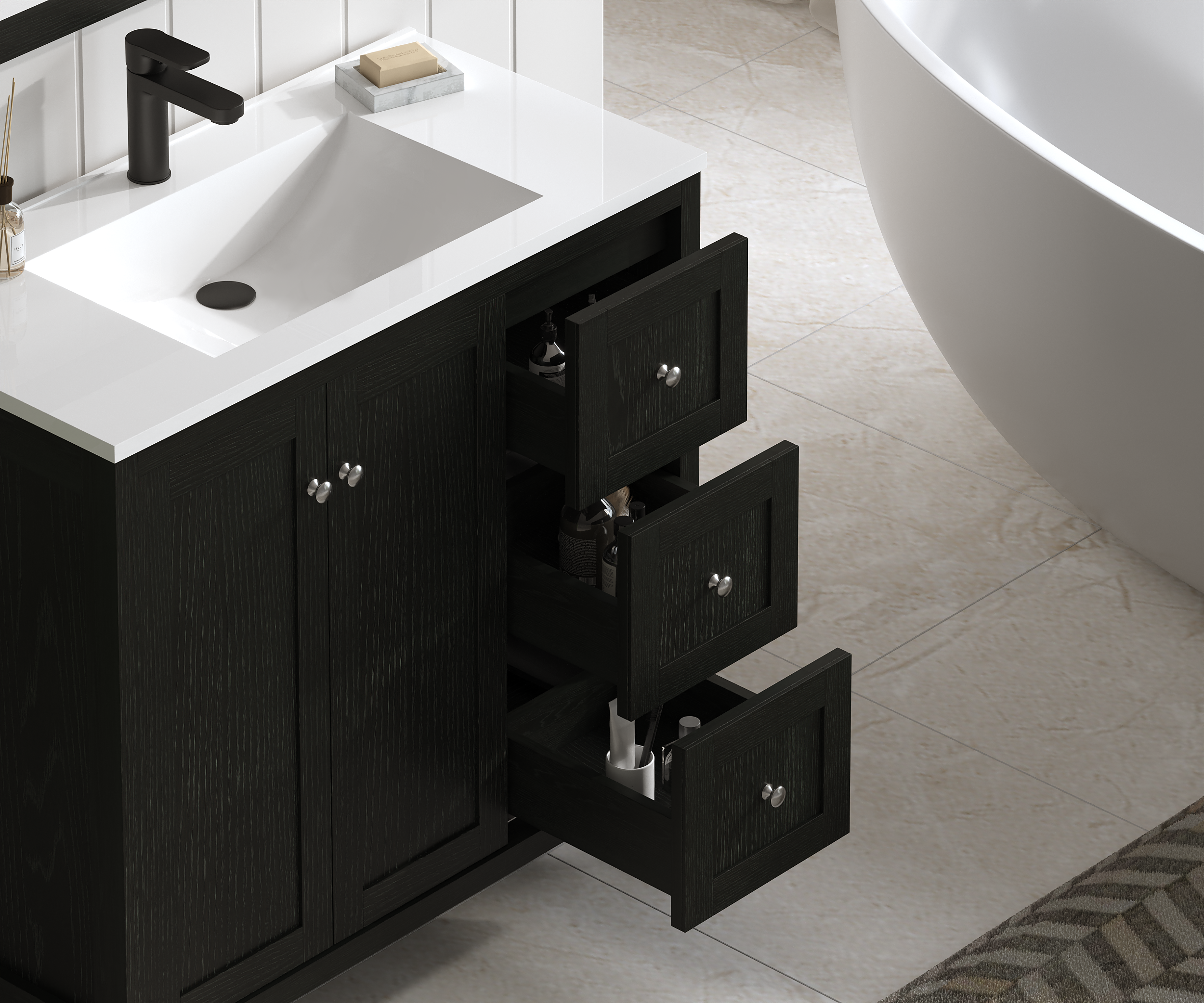 35.5" Bathroom Vanity - Modern Bathroom Cabinet with Basin
