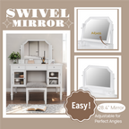 44.4" Makeup Vanity Desk with Adjustable Mirror