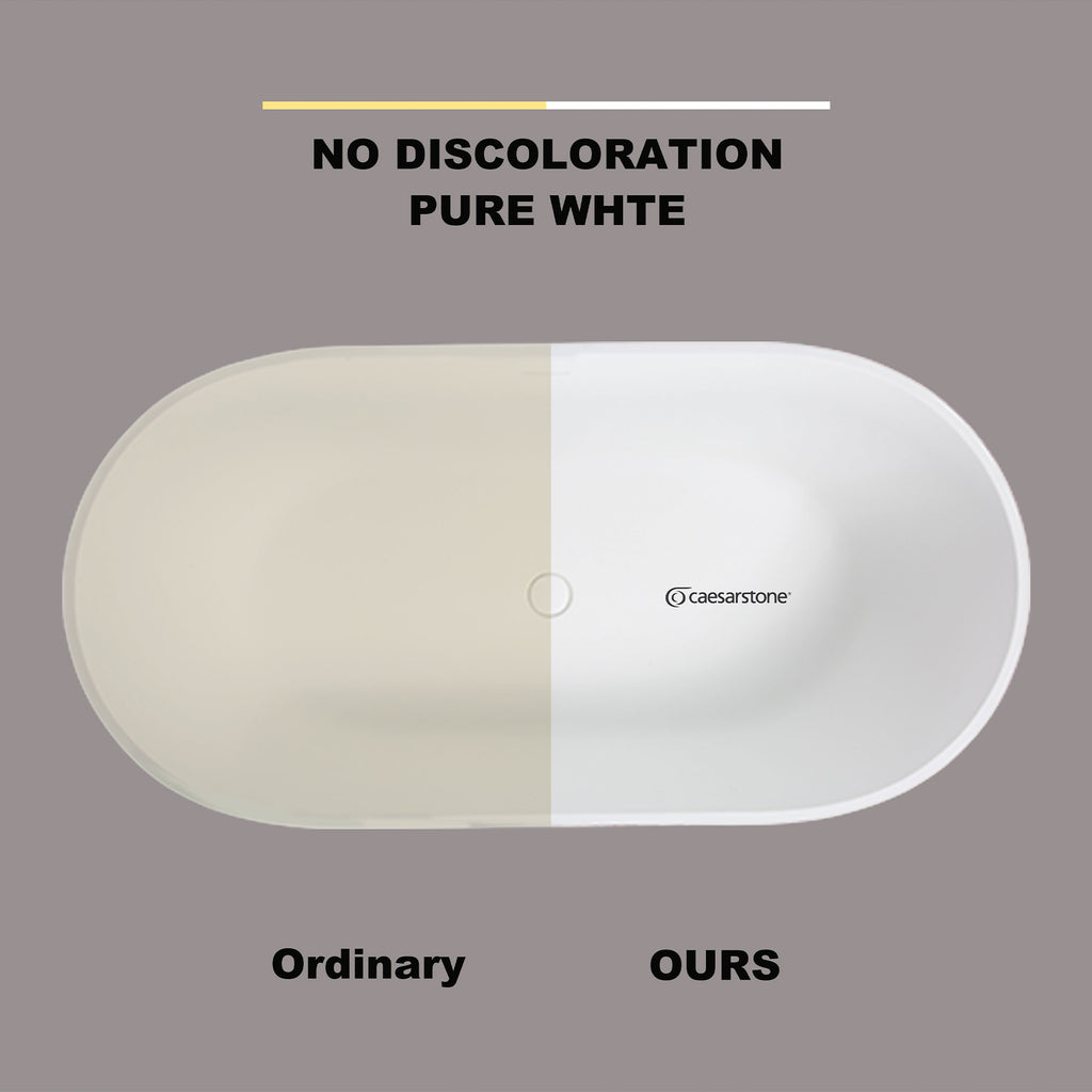 67 in. x 31 in. Oval Freestanding Solid Surface Soaking Bathtub