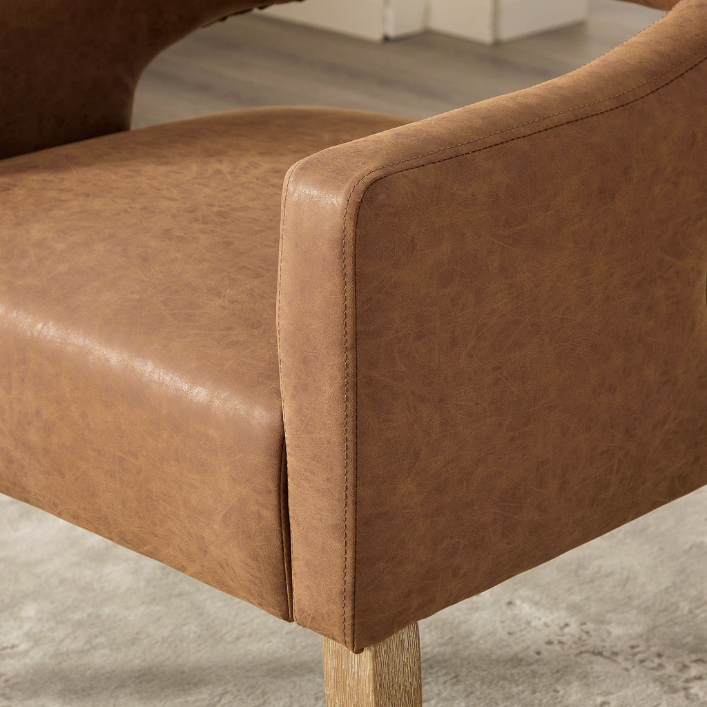 Modern Upholstered PU Open Back Accent Armchair
