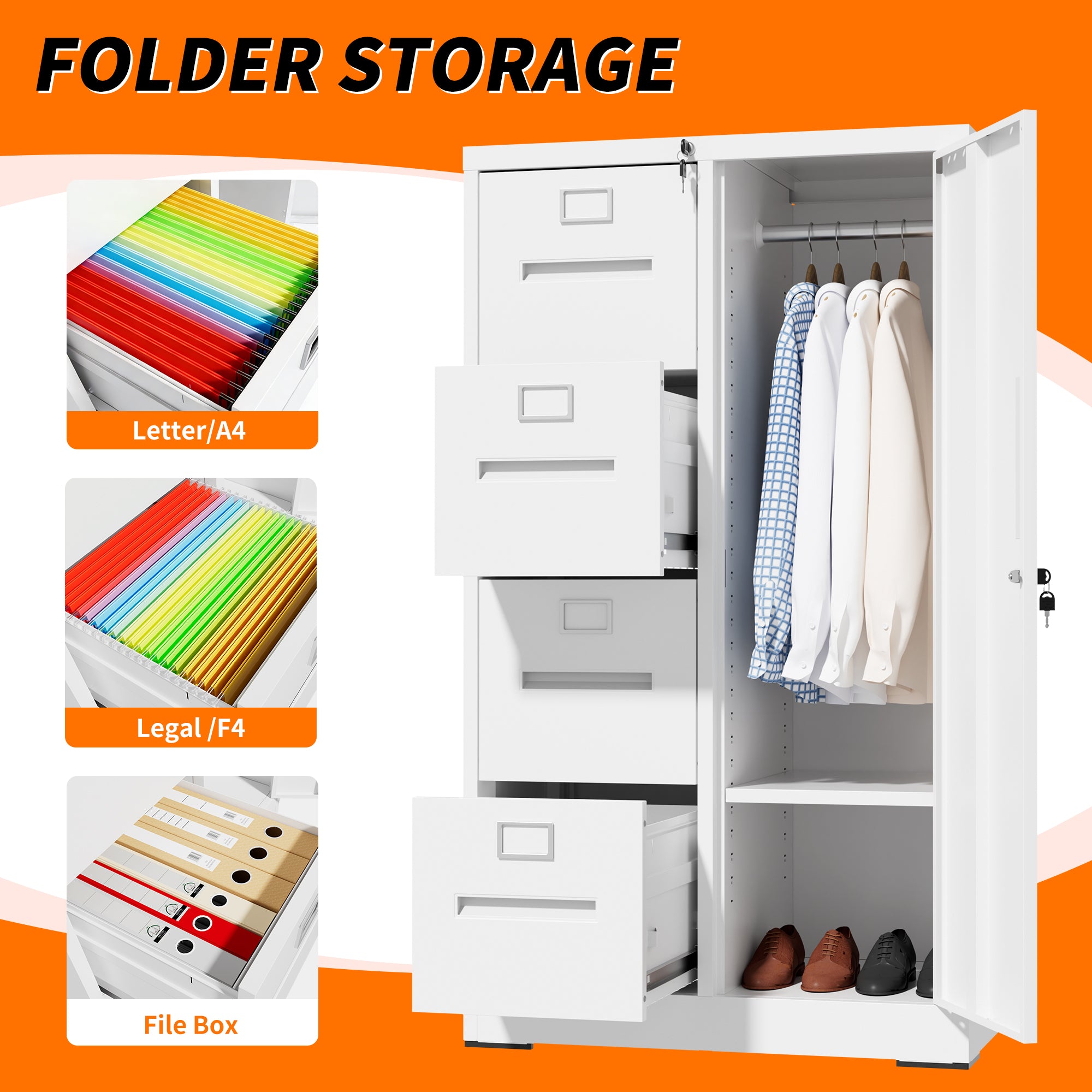 Metal Storage Vertical Filing Cabinet with Lock