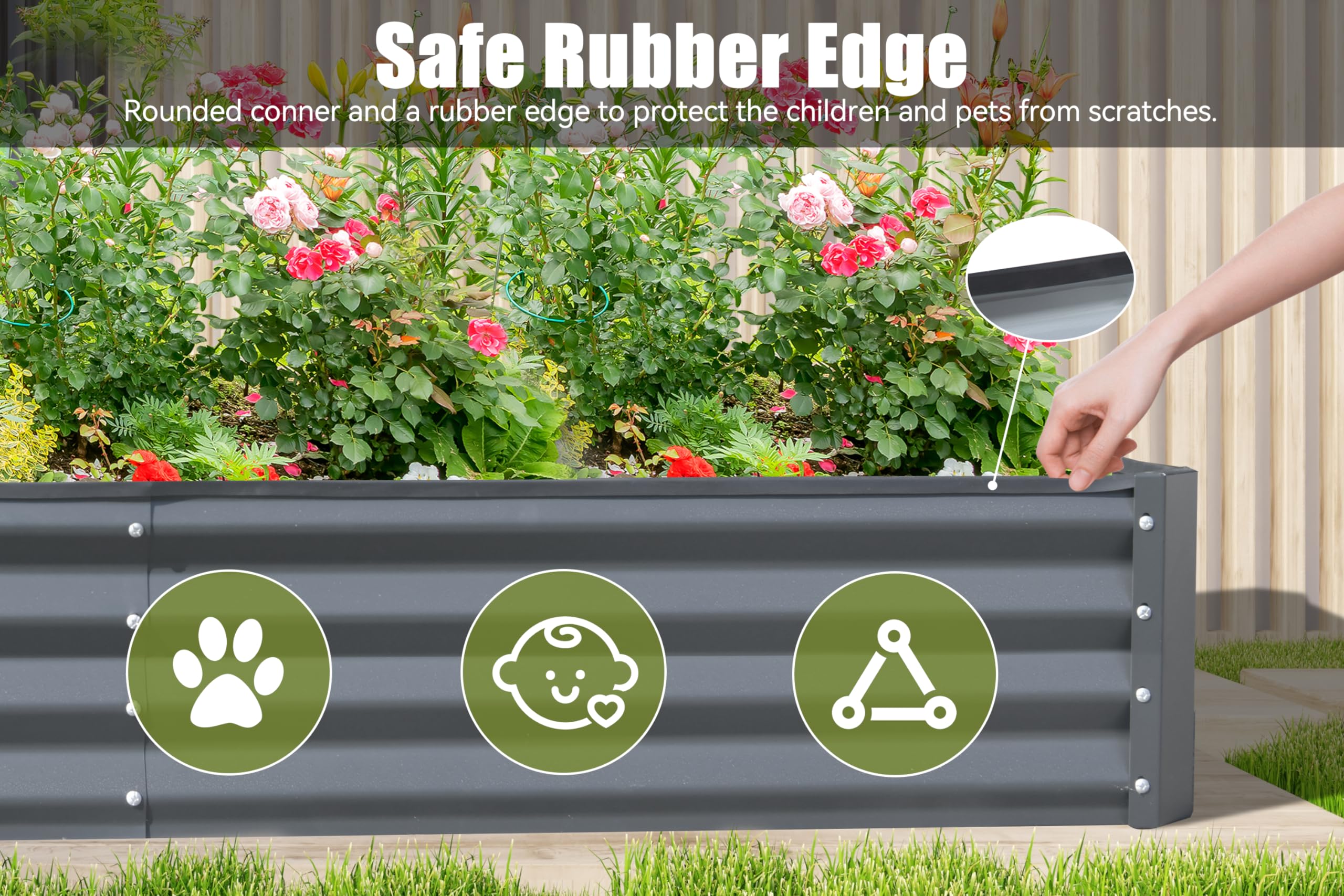 6x3x1ft Galvanized Raised Garden Bed