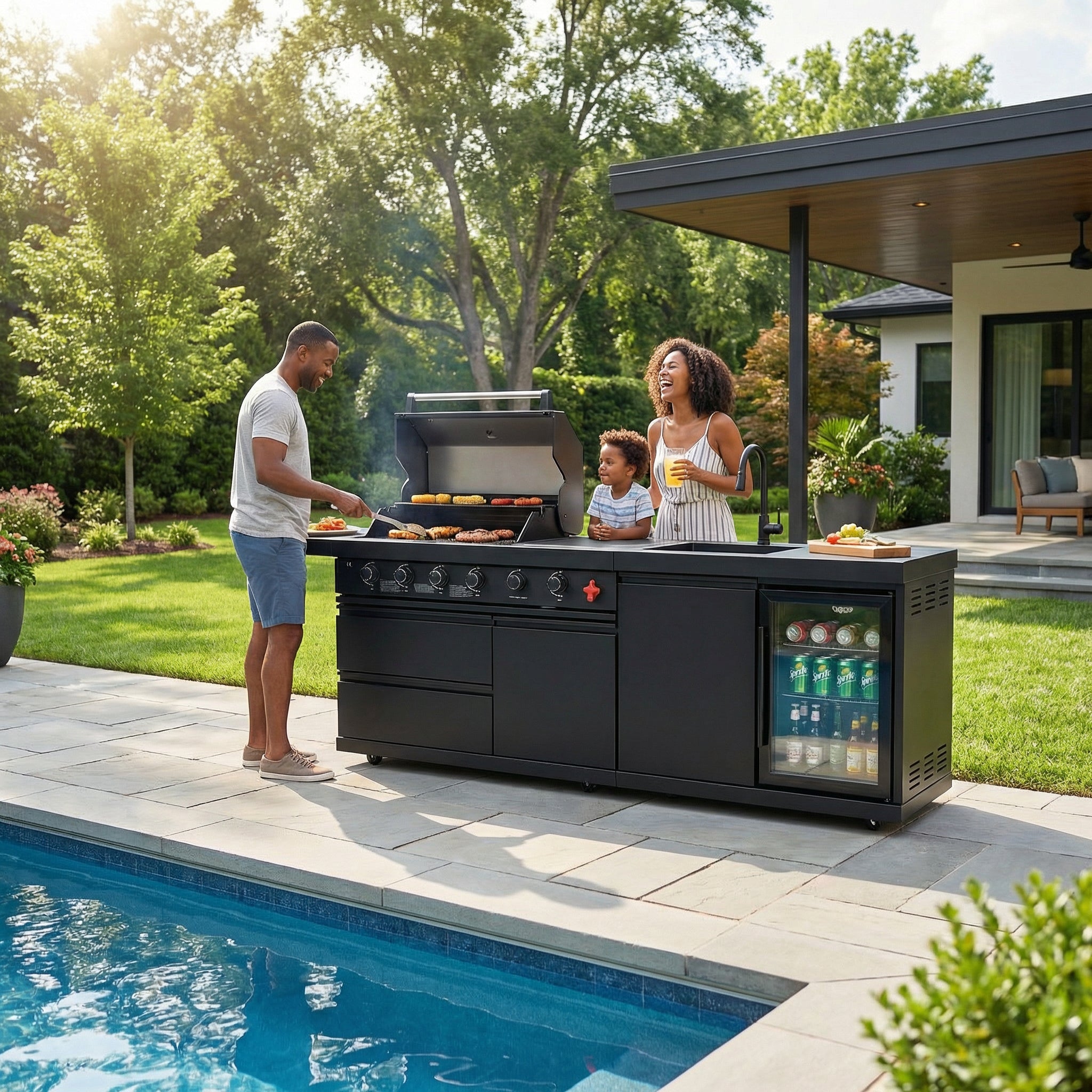 84-Inch Deluxe Stainless Steel Gas Outdoor Kitchen Barbecue Grill