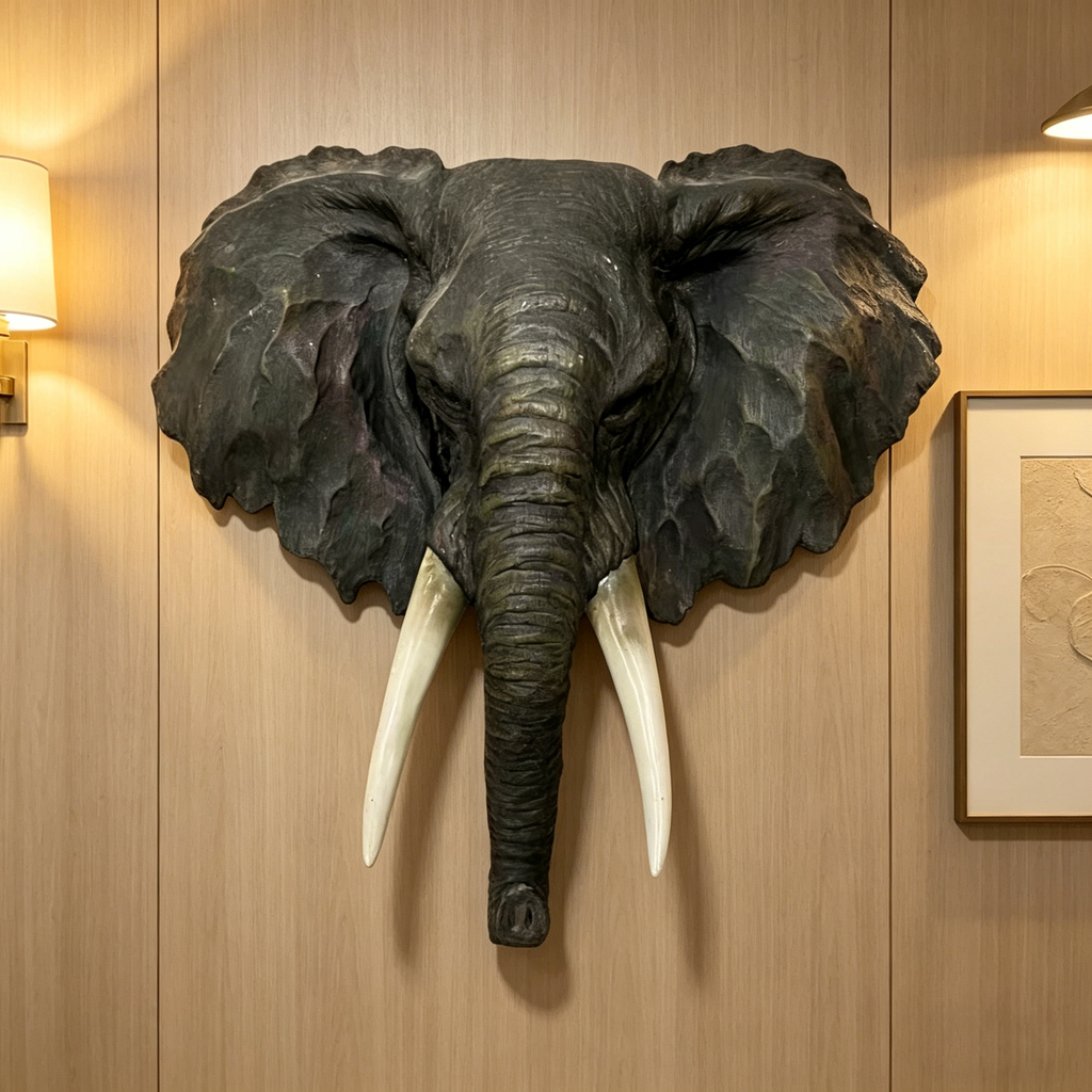 15.75" Wide Realistic Elephant Head Wall Sculpture