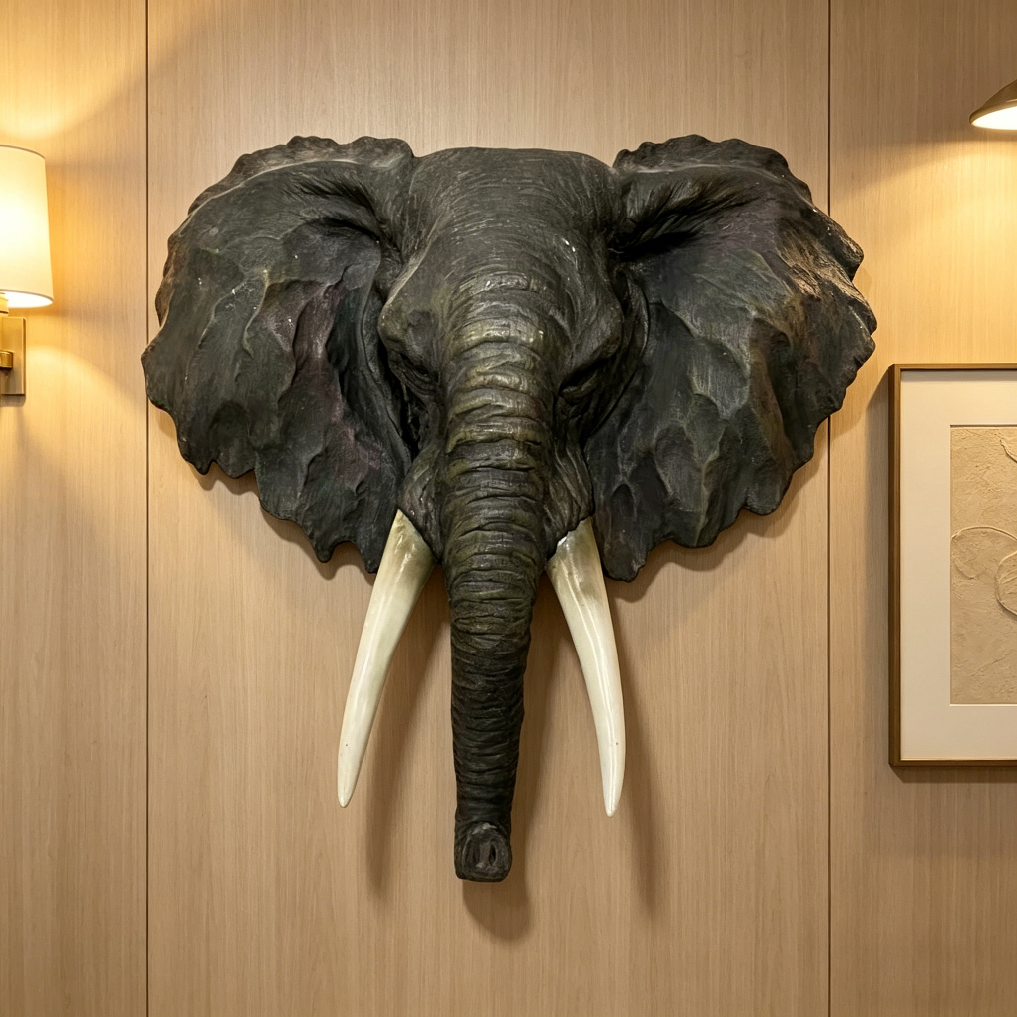 15.75" Wide Realistic Elephant Head Wall Sculpture