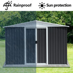 8x6 Feet Apex Roof Dark Metal Garden Storage Shed