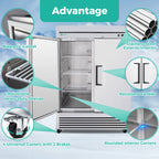 54" Commercial Refrigerator - Stainless Steel 49 Cu.Ft
