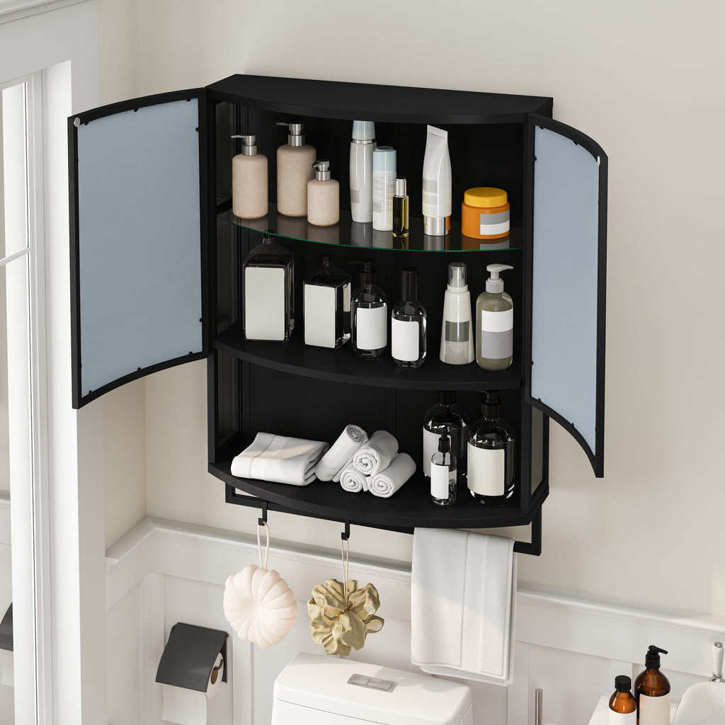 23.62" Modern Arched Glass Double-Door Wardrobe