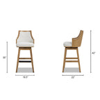 Bahama 30" Cane Rattan High-Back Swivel Bar Stool