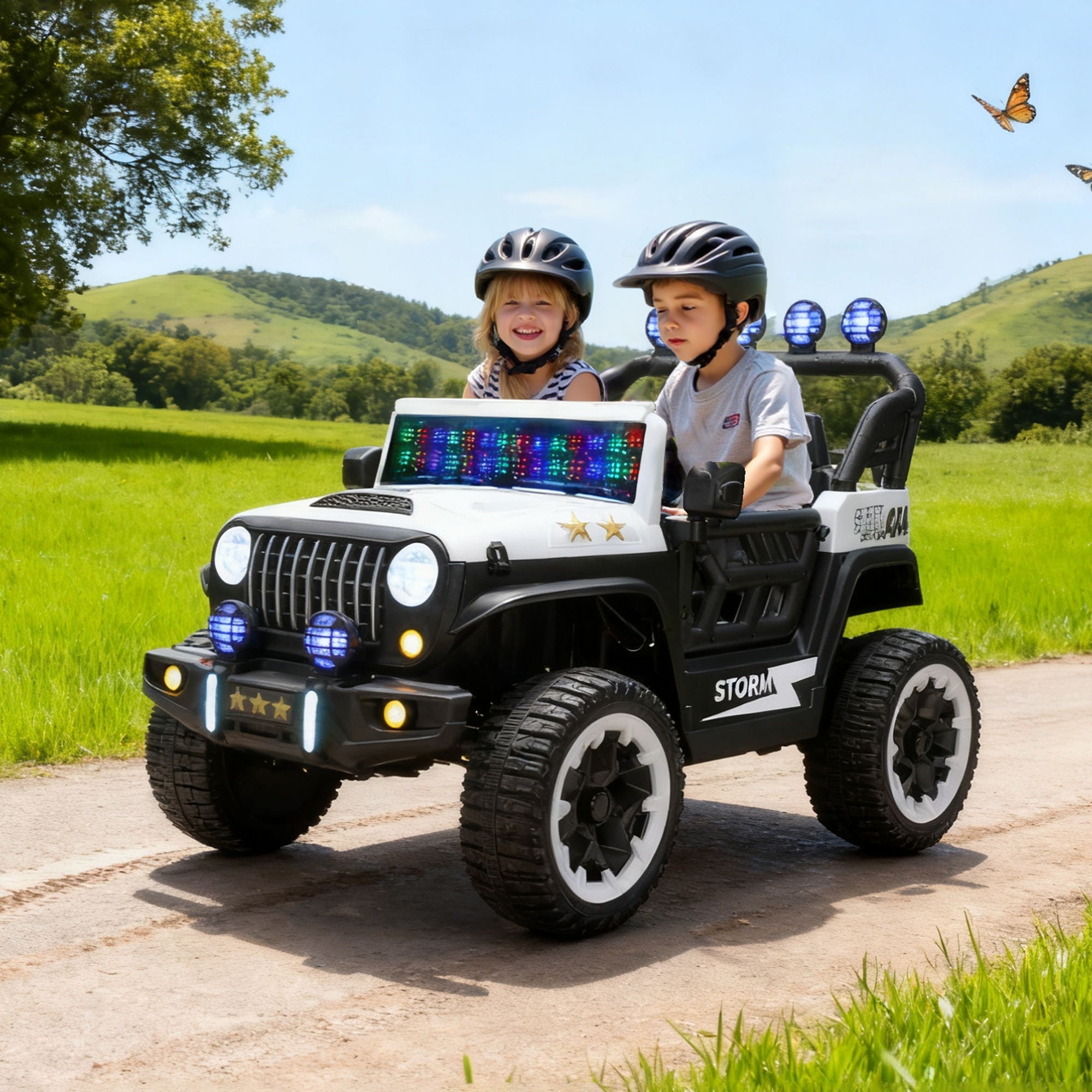 Electric Car With Remote Control, Colorful LED Lights, USB & MP3