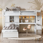 Twin Over Twin Loft Bed with Built-in Desk and Staircase