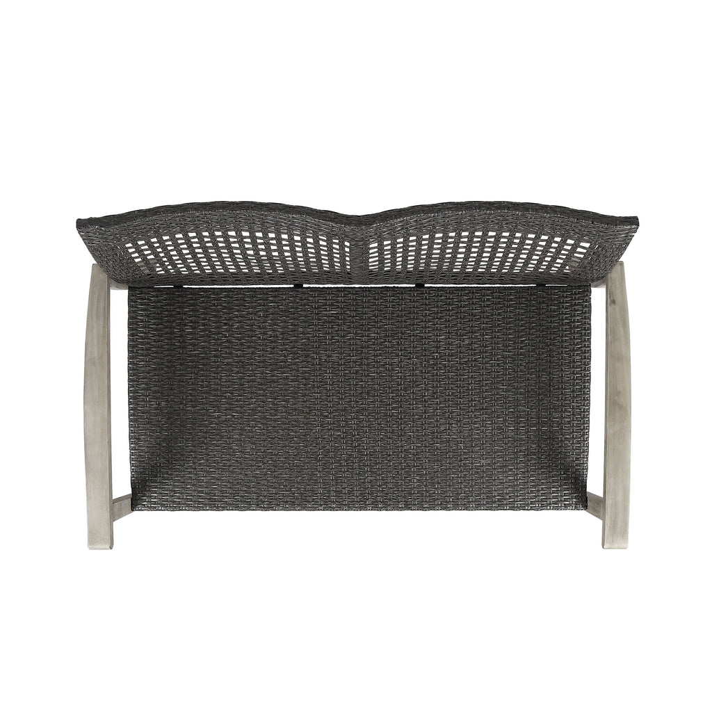 Hampton Outdoor Acacia Wood Wicker Loveseat