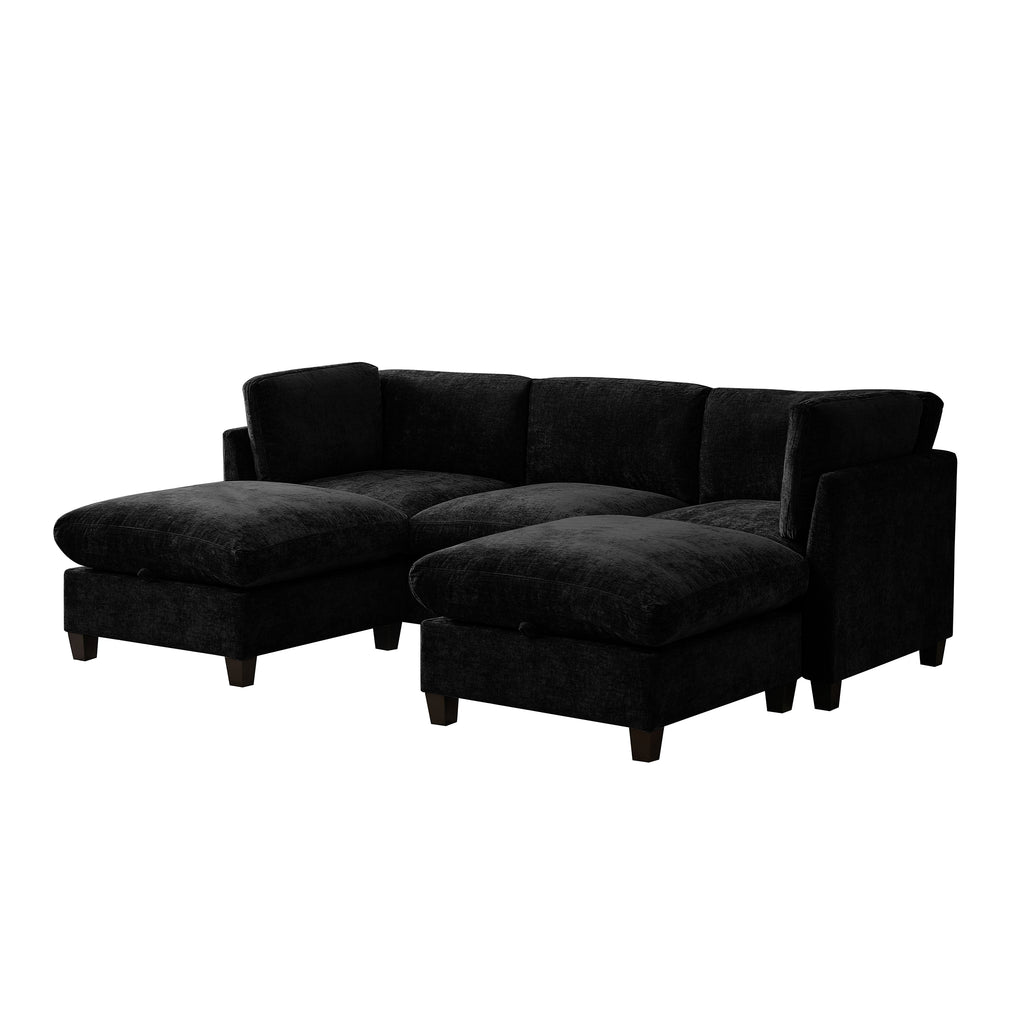 96.5" Sectional Couch for Living Room, Upholstered Soft Chenille Fabric Sofa