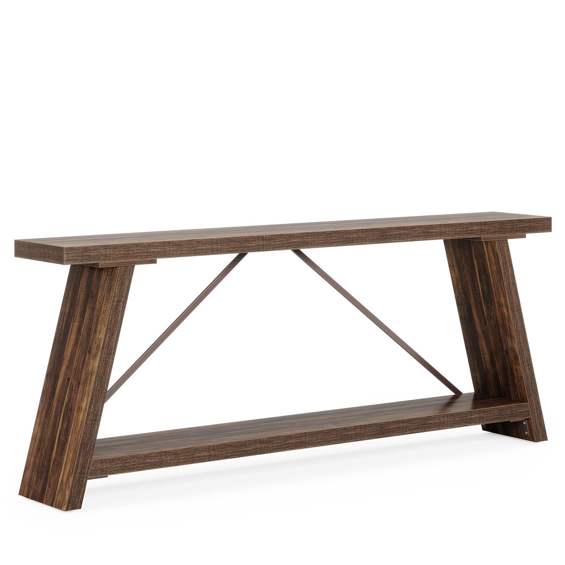 Console Table Extra Long Sofa Table With 2 Tier Shelves For Living Room