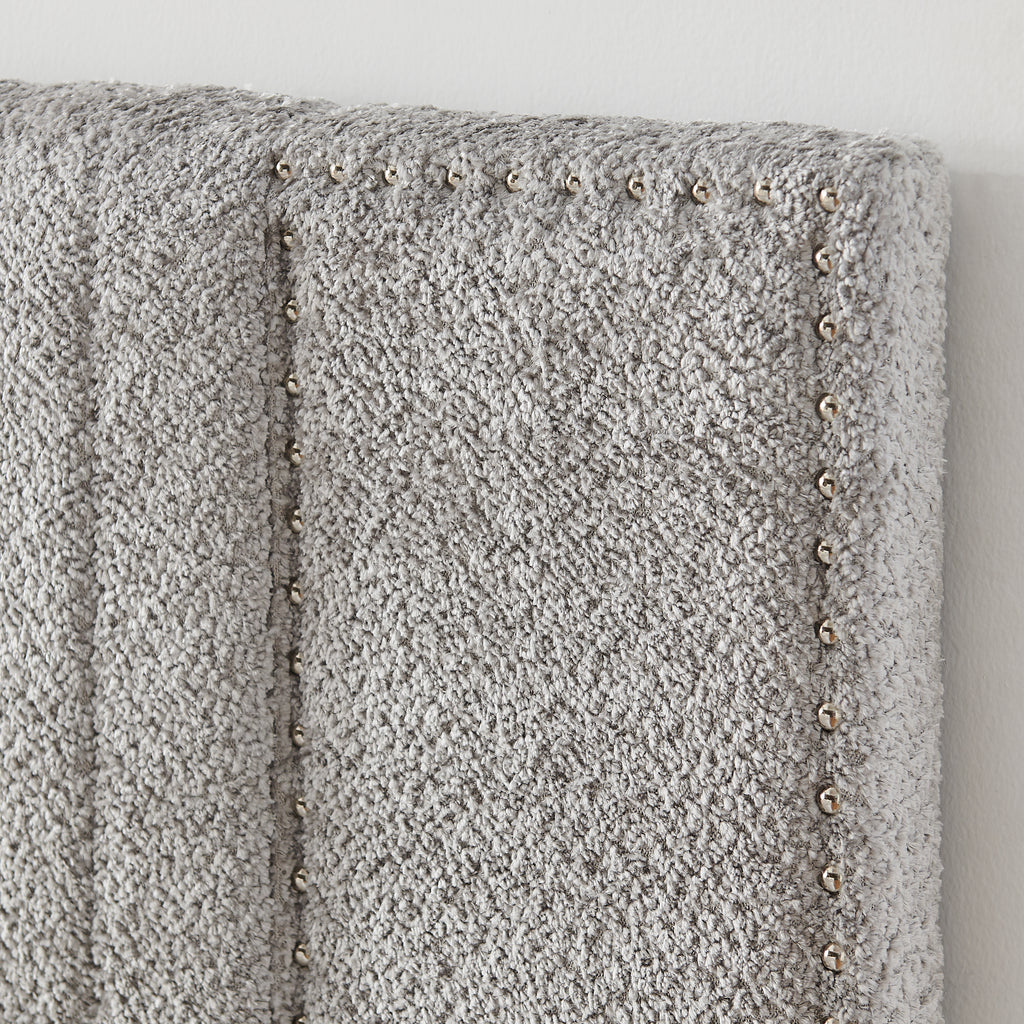 Queen Vertical Channel Tufted Upholstered Bed, Grey Chenille, Storage Drawers & Pull-Out Trundle