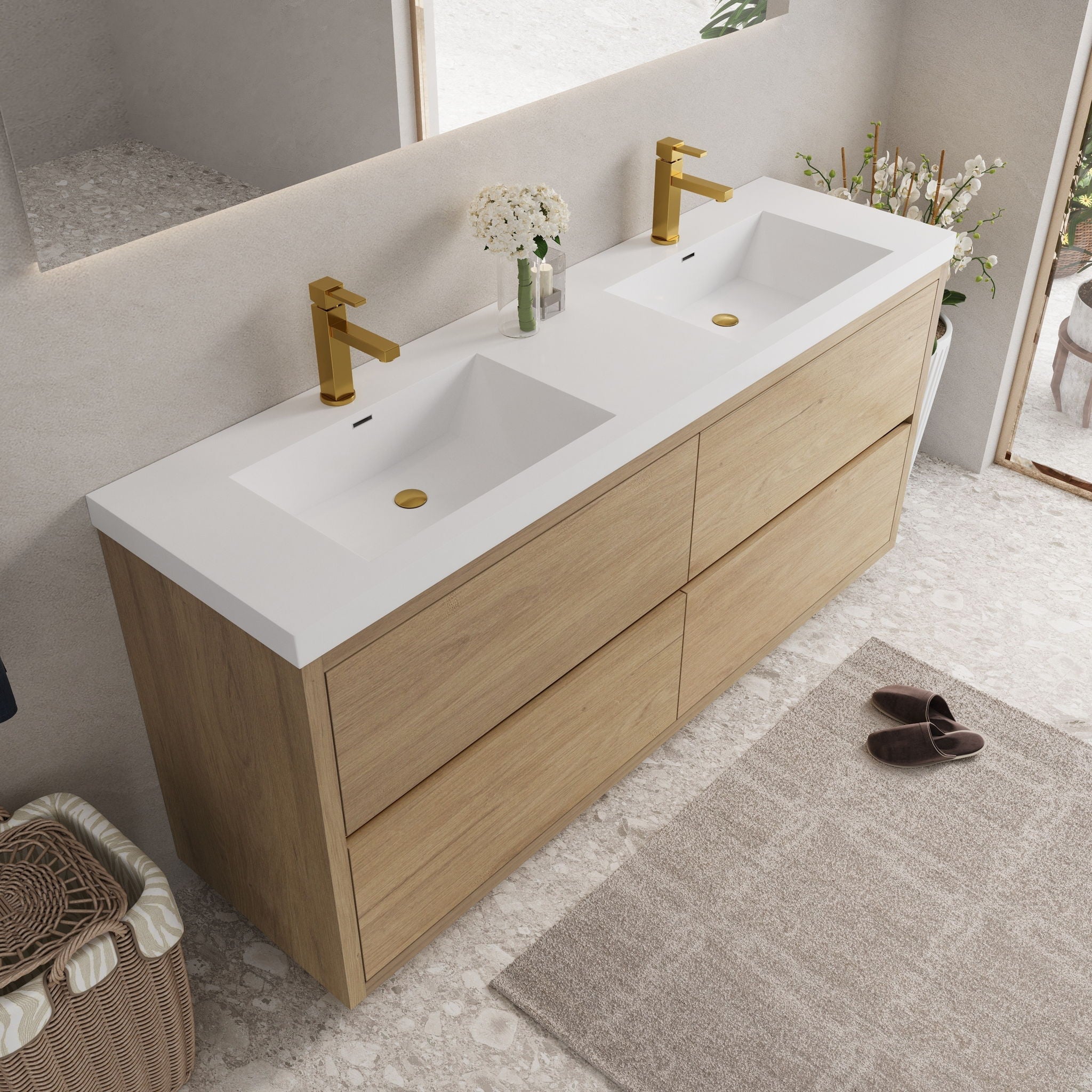 Bathin Freestanding Bathroom Vanity With Double Sinks
