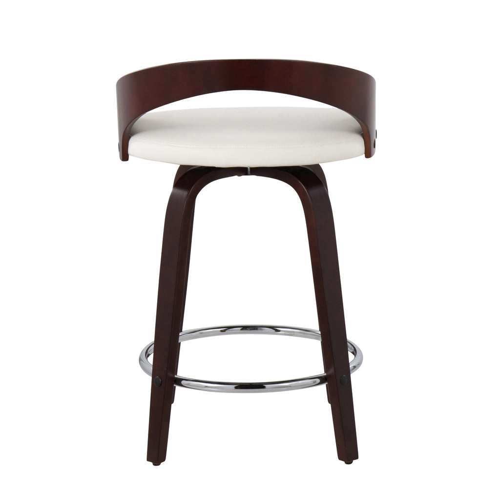Mid-Century Modern Counter Stool with Swivel in Cherry