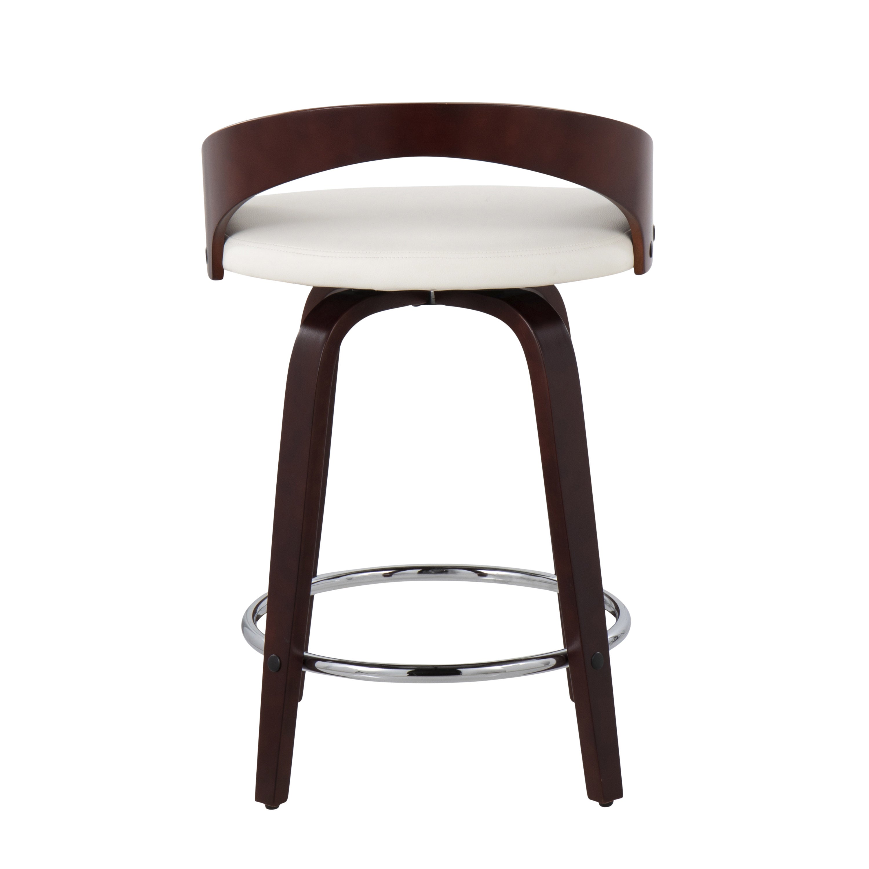 Mid-Century Modern Counter Stool with Swivel in Cherry