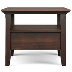 Acadian Solid Wood Narrow Side Table with Drawer in Brunette