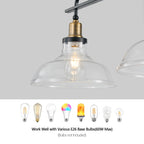 45" Industrial 3-Light Pendant Chandelier with Clear Glass Shades