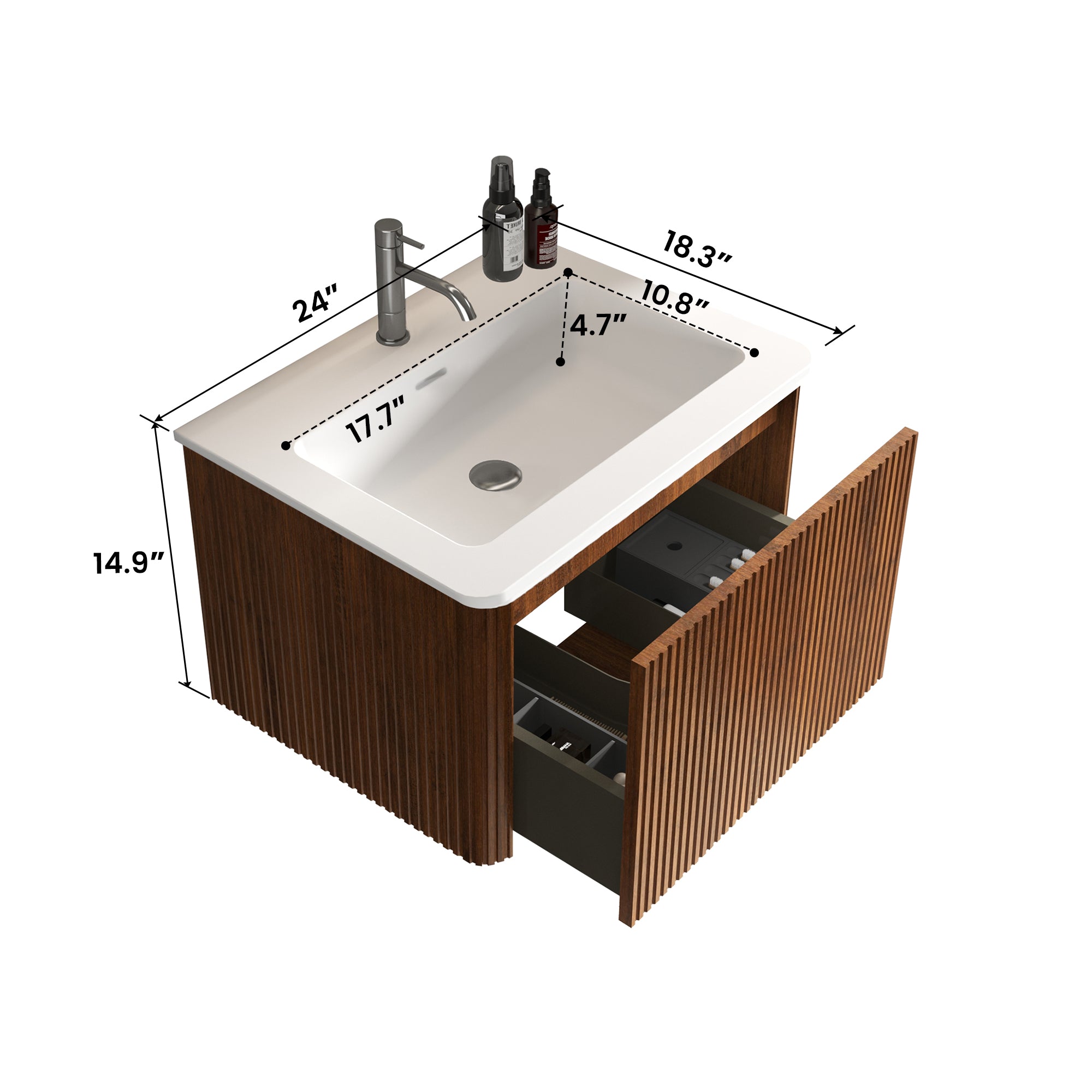 Etna 24" Striped Floating Bathroom Vanity