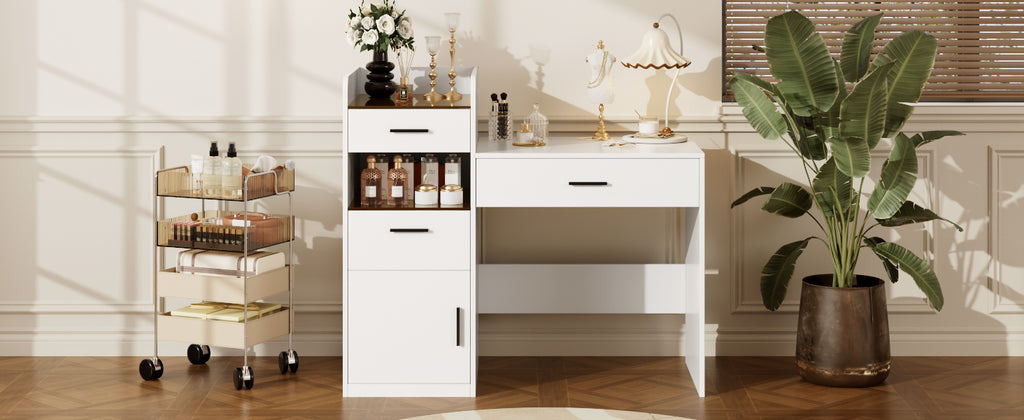 3-in-1 Vanity Desk with Flip Top Mirror