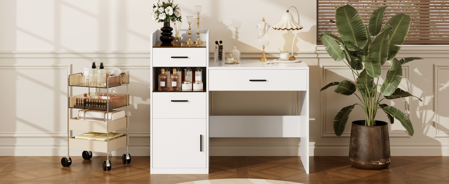 3-in-1 Vanity Desk with Flip Top Mirror