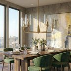 Dazzle Five Lights Chandelier With Clear Seeded Glass - Satin