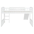 Twin Size Loft Bed With Slide And Ladder - White