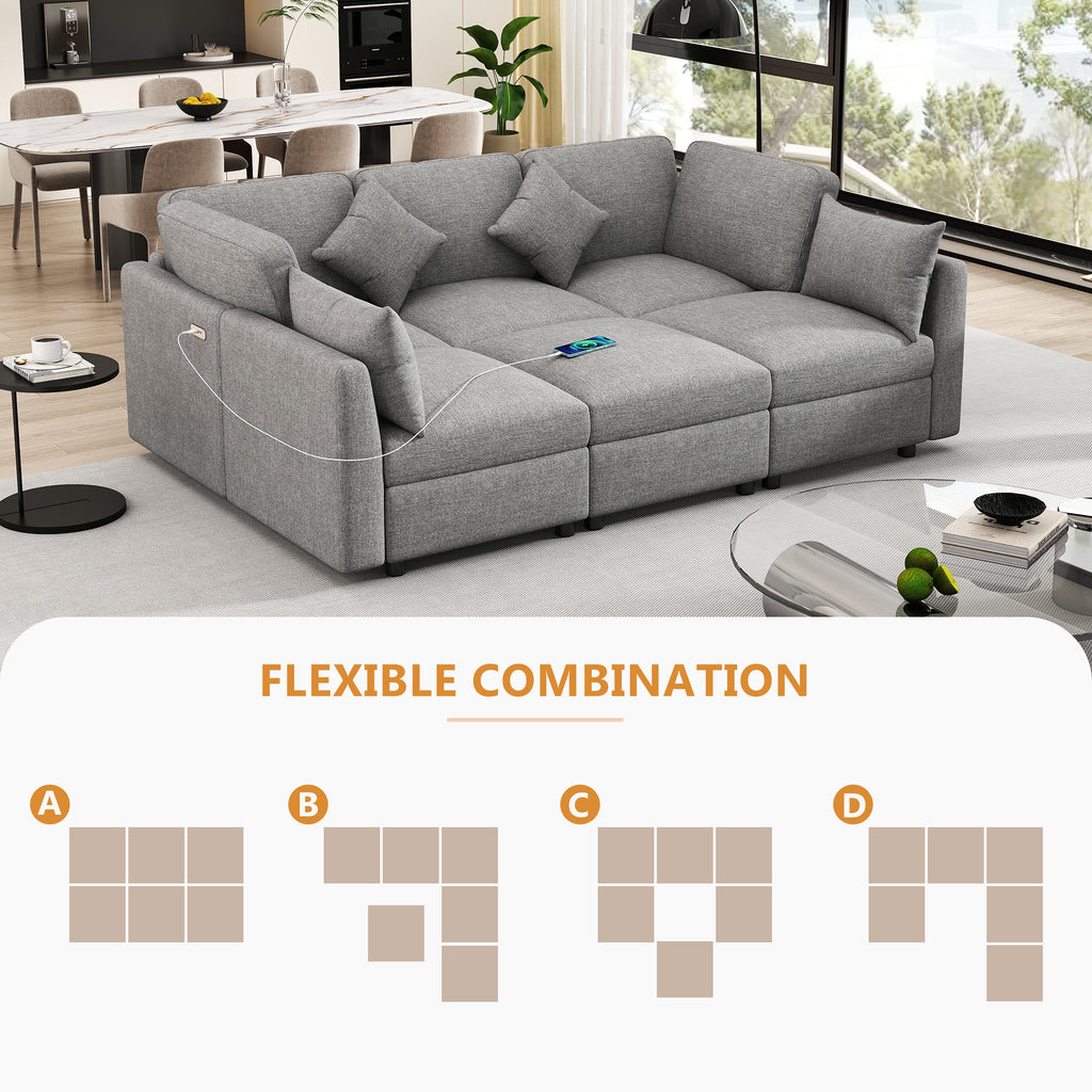 86.6" Modular Sectional Sofa