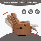 Genuine Leather Heat Massage Manual Recliner Chair