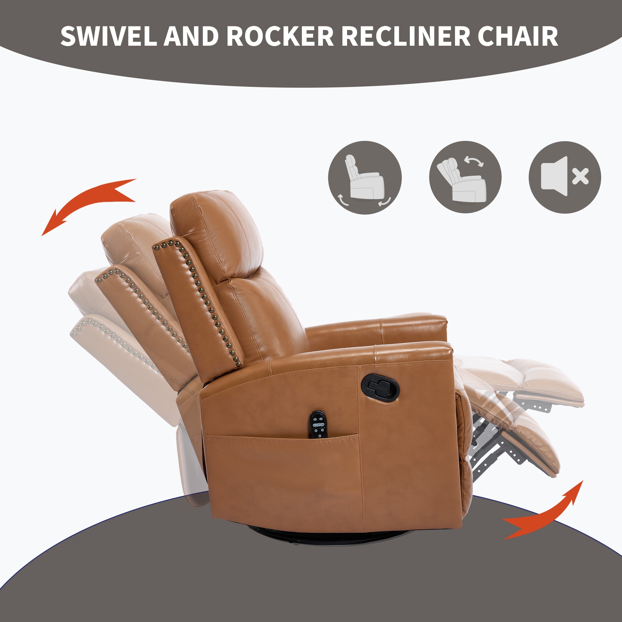 Genuine Leather Heat Massage Manual Recliner Chair