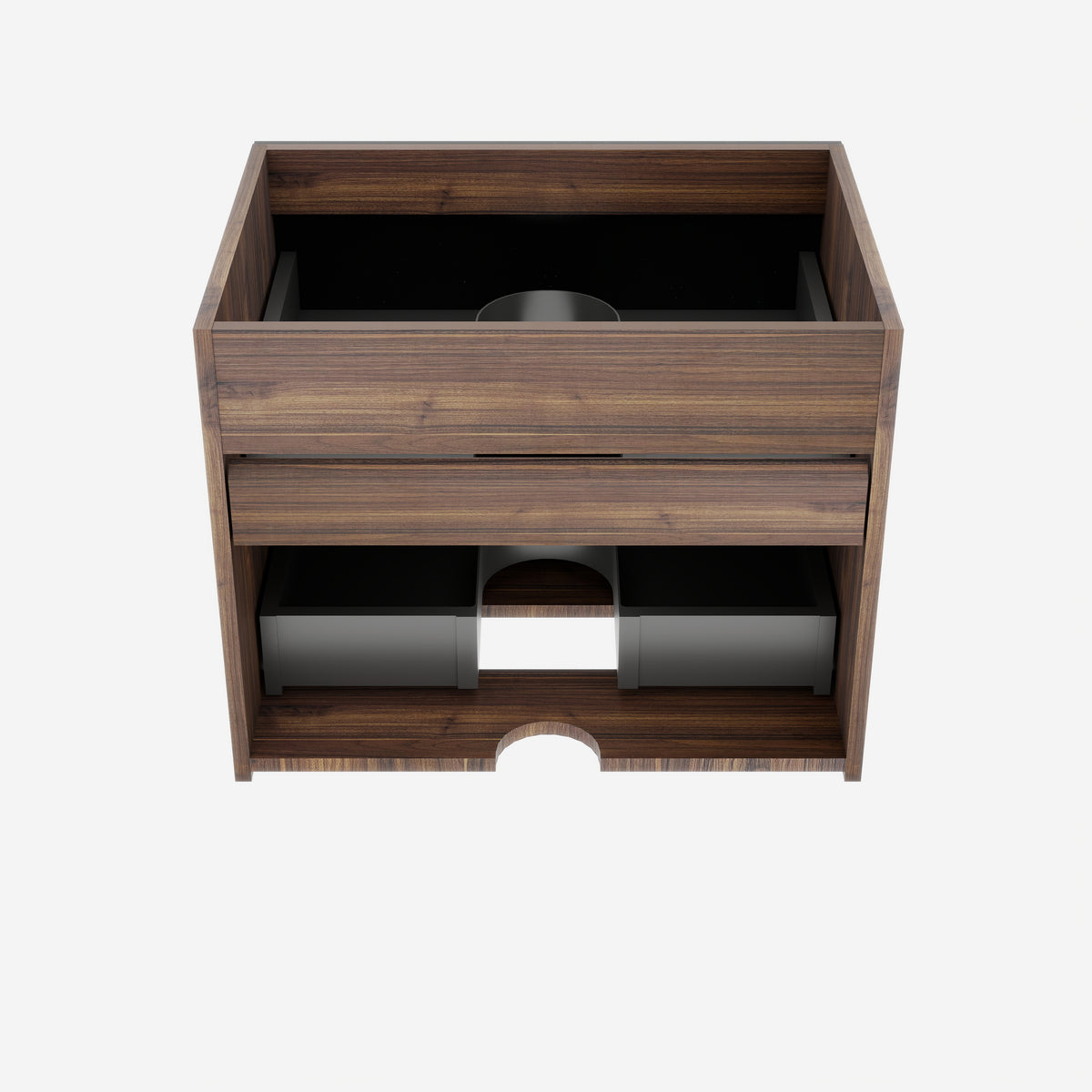 24-Inch Wall-Mounted Bathroom Vanity with Double Soft-Close Drawers, Walnut and Black