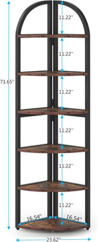71.65" Tall 6 Tier Rustic Corner Shelf