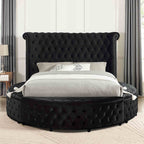 Glam 1pc Queen Size Bed Round Storage