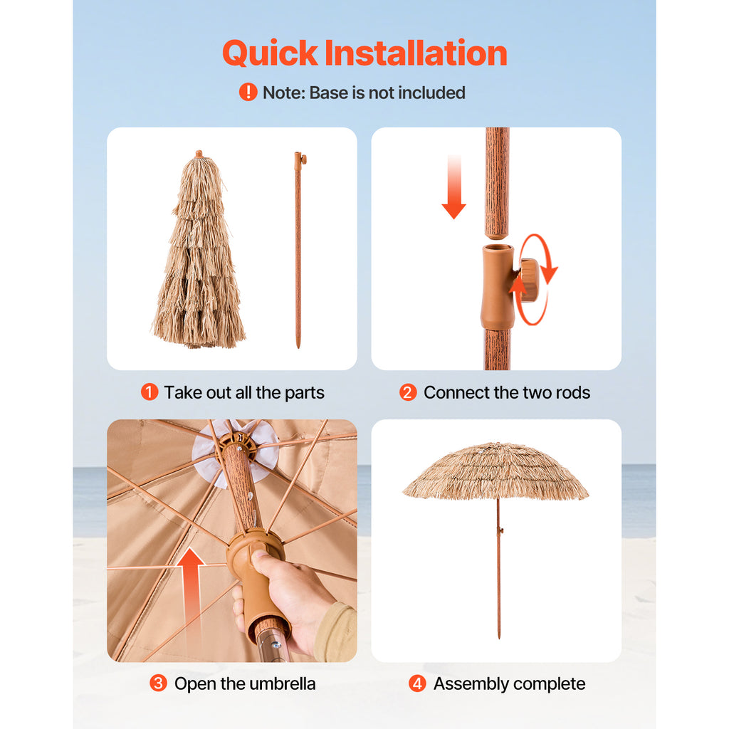 Tiki Umbrella - Thatched Patio Umbrella 6 ft