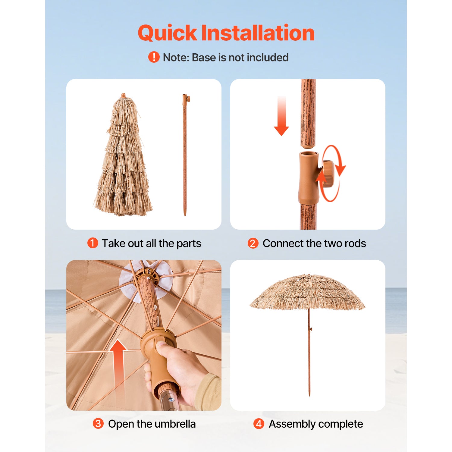 Tiki Umbrella - Thatched Patio Umbrella 6 ft