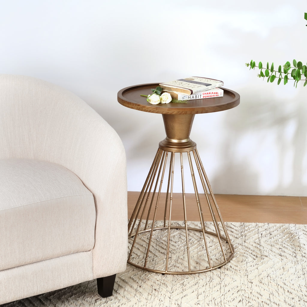 Hollow Edge Retro Art Pine Side Table, Antique