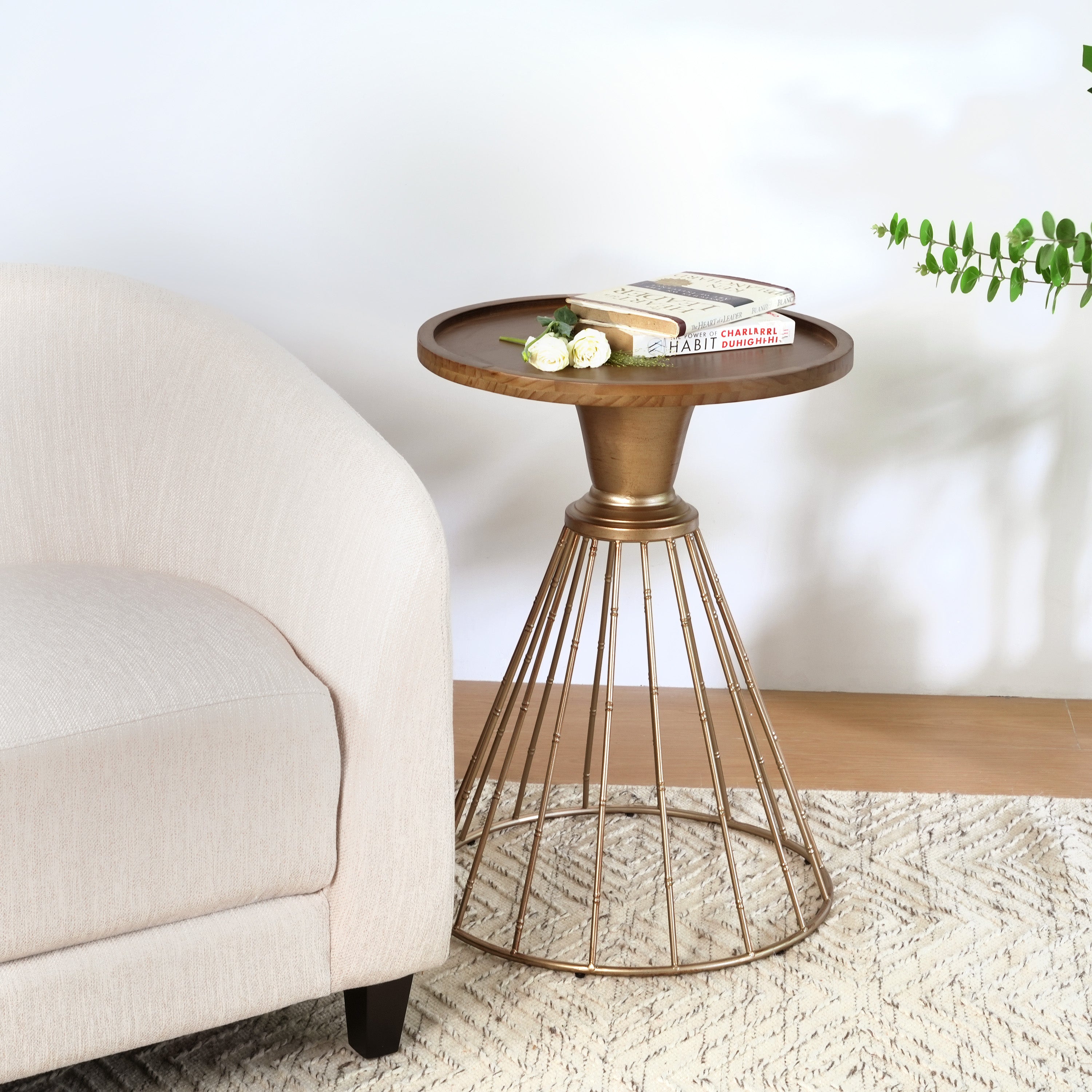 Hollow Edge Retro Art Pine Side Table, Antique