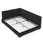 Full Size Upholstered Tufted Bed Frame - Black Velvet