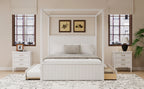 Modern Queen Size Canopy Platform Bed with Trundle