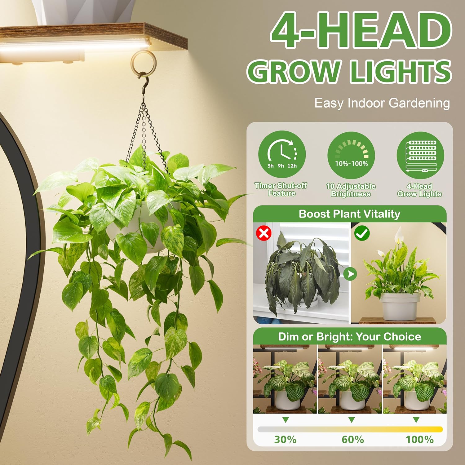 Indoor Plant Stand with Grow Light