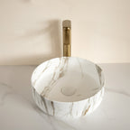 14" Round Vessel Ceramic Bathroom Sink with Stone Pattern