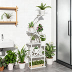 White S-Shaped Plant Stand - 8 Tier Plant Shelf